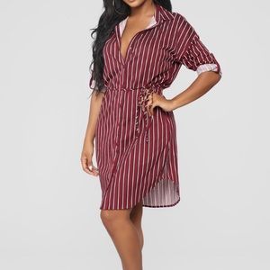 Burgundy Striped Fashion Nova Dress